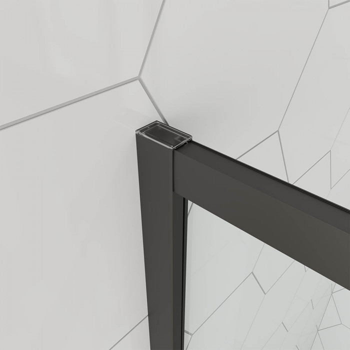 Душевой угол Veconi Ottimo P10 B, 900x900x1900, черный матовый, стекло тонированное матовое