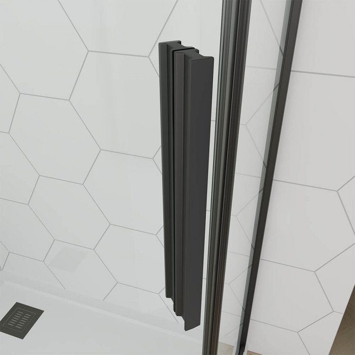 Душевой угол Veconi Ottimo P10 B, 900x900x1900, черный матовый, стекло тонированное матовое