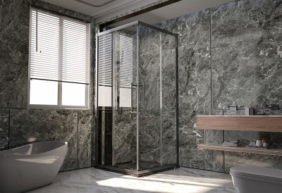 Душевой угол Veconi Premium Trento PTC-20GR, 1000Х900x2000, брашированный графит, стекло прозрачное