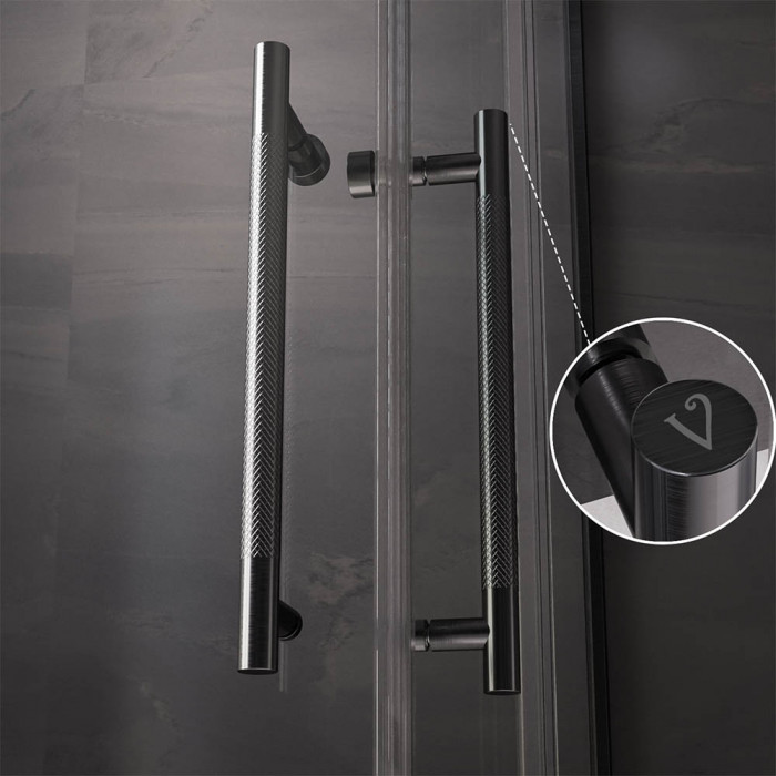 Душевой угол Veconi Premium Trento PTC-20GR, 1000Х1000x2000, брашированный графит, стекло прозрачное