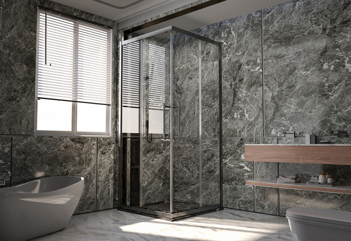Душевой угол Veconi Premium Trento PTC-20GR, 1100Х900x2000, брашированное графит, стекло прозрачное