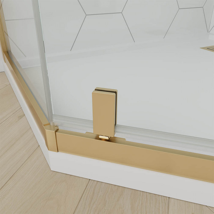 Душевой угол Veconi Ottimo P10 G, 1000x1000x1900, золото брашинг, стекло тонированное матовое