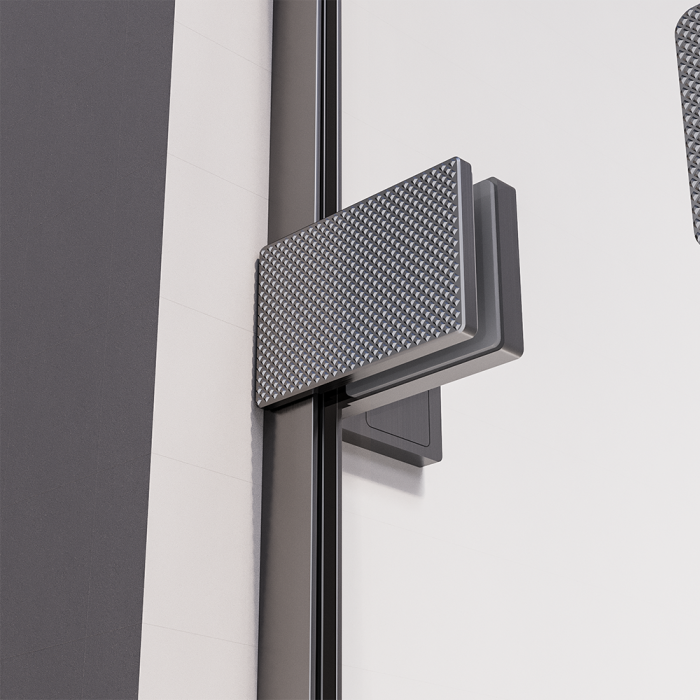 Душевой угол распашной Veconi Premium Alassio SP GR, 1500х900x2000, брашированный графит, стекло прозрачное осветленное