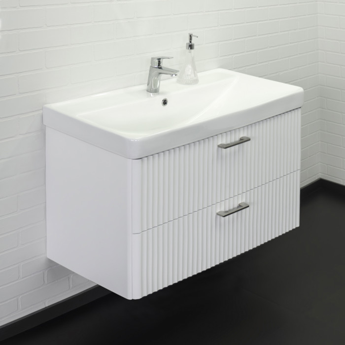Тумба-умывальник Ангара-90П белый матовый c раковиной Comforty 4490